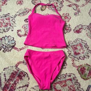 Lands’ End Hot Pink Tankini